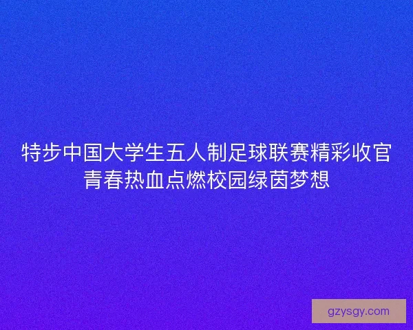 特步中国大学生五人制足球联赛精彩收官青春热血点燃校园绿茵梦想