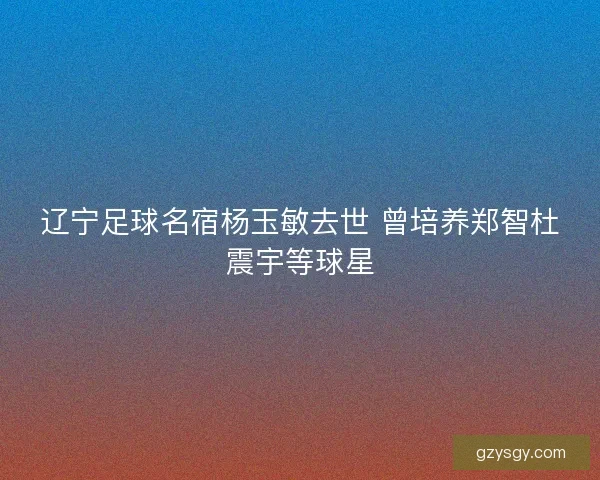 辽宁足球名宿杨玉敏去世 曾培养郑智杜震宇等球星 辽宁足球名宿杨玉敏去世 曾培养郑智杜震宇等球星