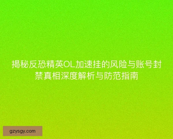 揭秘反恐精英OL加速挂的风险与账号封禁真相深度解析与防范指南
