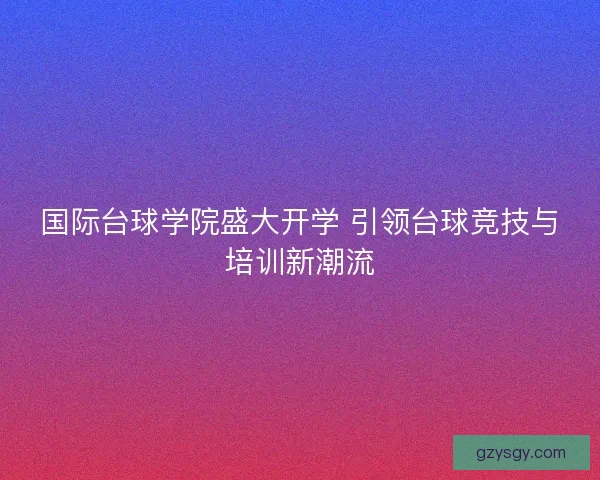 国际台球学院盛大开学 引领台球竞技与培训新潮流